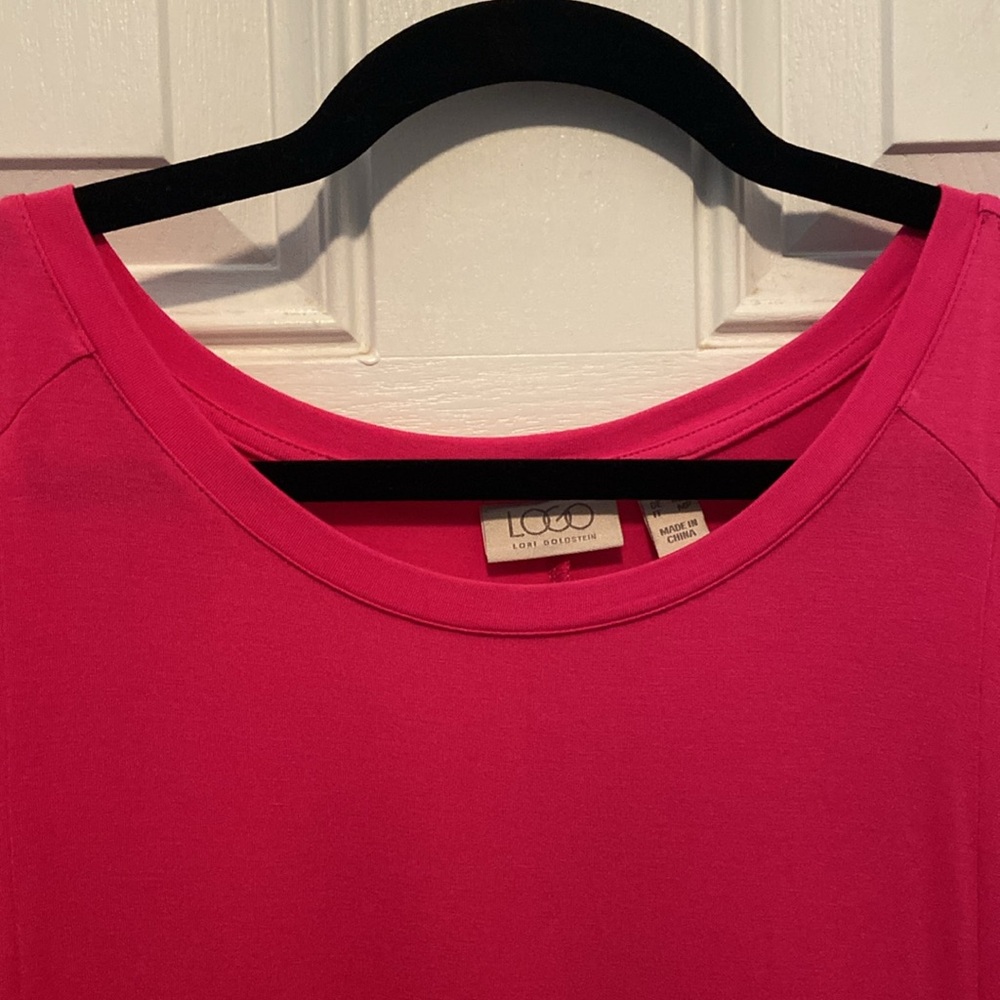 LOGO by Lori Goldstein Rayon 230 Dress Broomstick Lace Wild Berry Small Petite - Picture 7 of 15